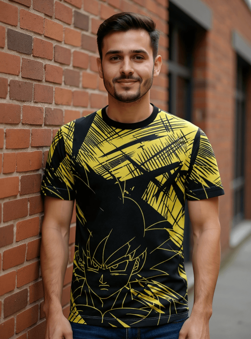 playera sublimada anime guerrero amarillo individual