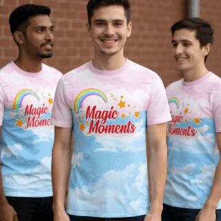 playera sublimada arcoiris nubes grupal