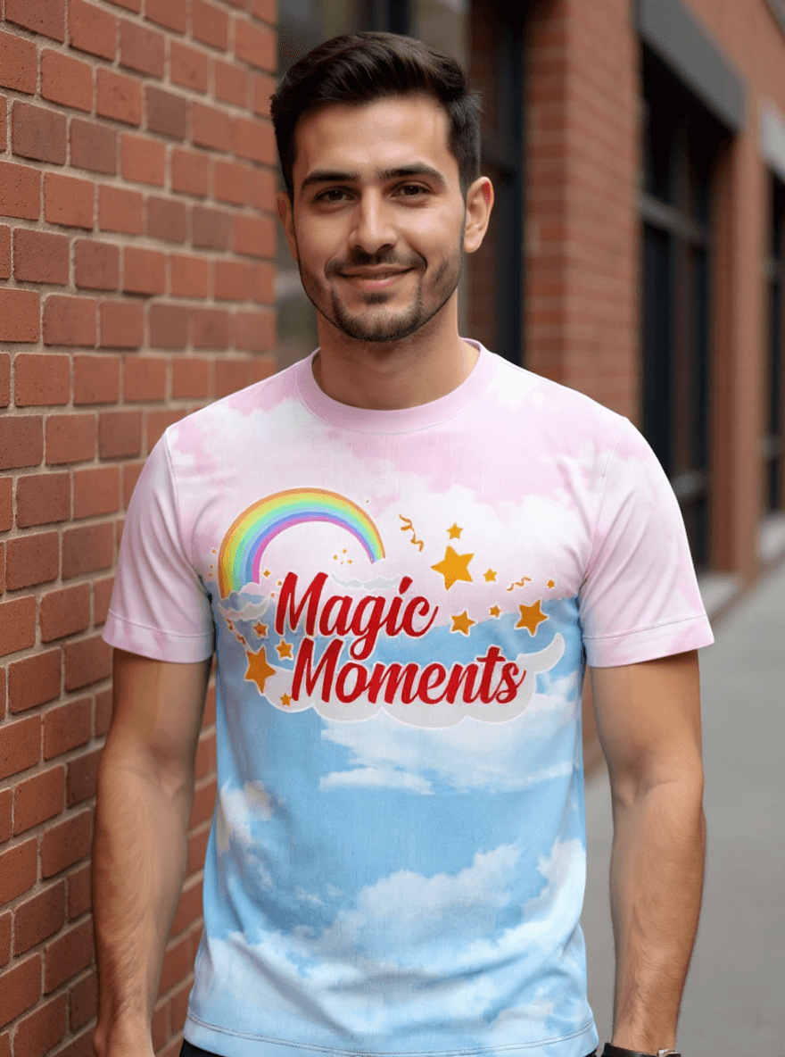 playera sublimada arcoiris nubes individual