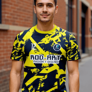 playera sublimada camuflaje amarillo azul individual