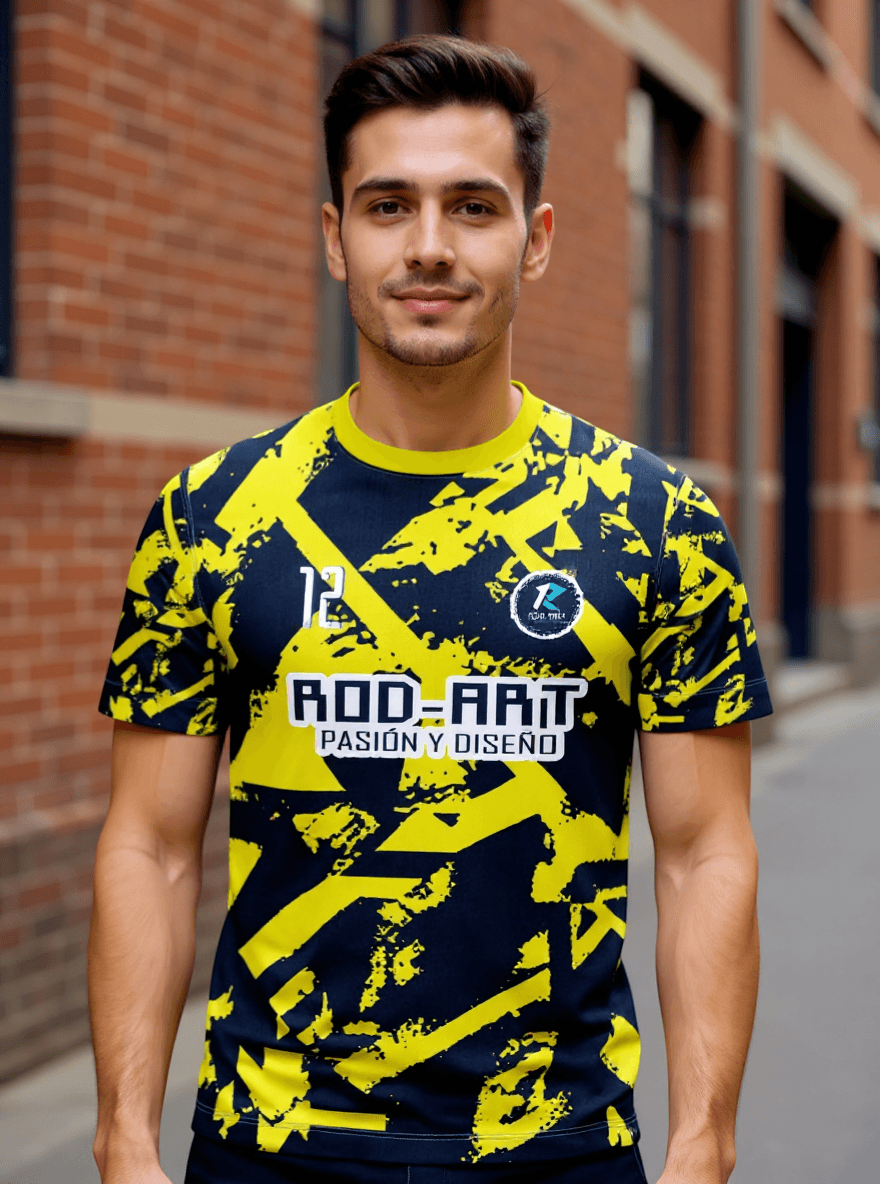 playera sublimada camuflaje amarillo azul individual