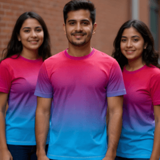 playera sublimada degradado rosa azul grupal