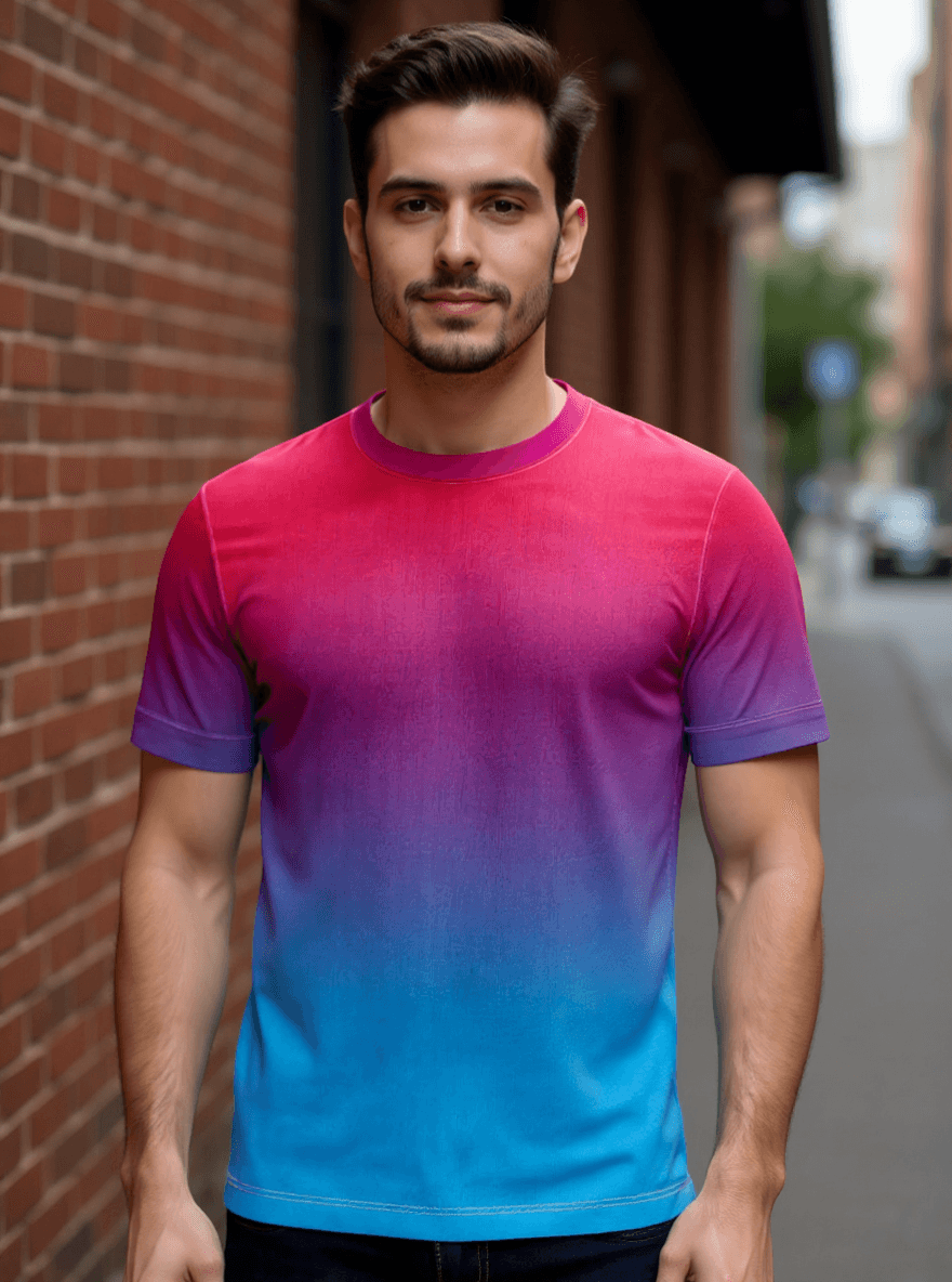 playera sublimada degradado rosa azul individual