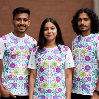 playera sublimada floral multicolor grupal