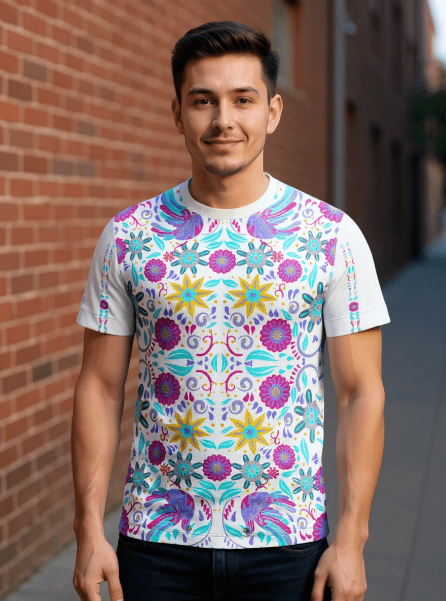 playera sublimada floral multicolor individual