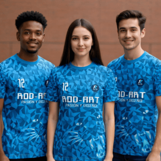 playera sublimada geometrico azul pantera grupal