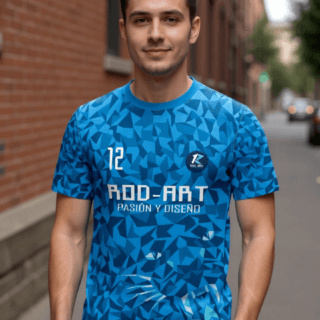 playera sublimada geometrico azul pantera individual