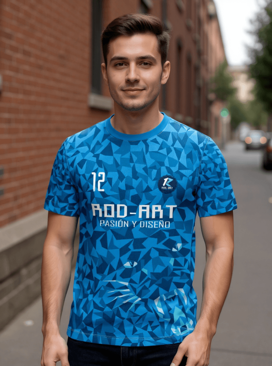 playera sublimada geometrico azul pantera individual