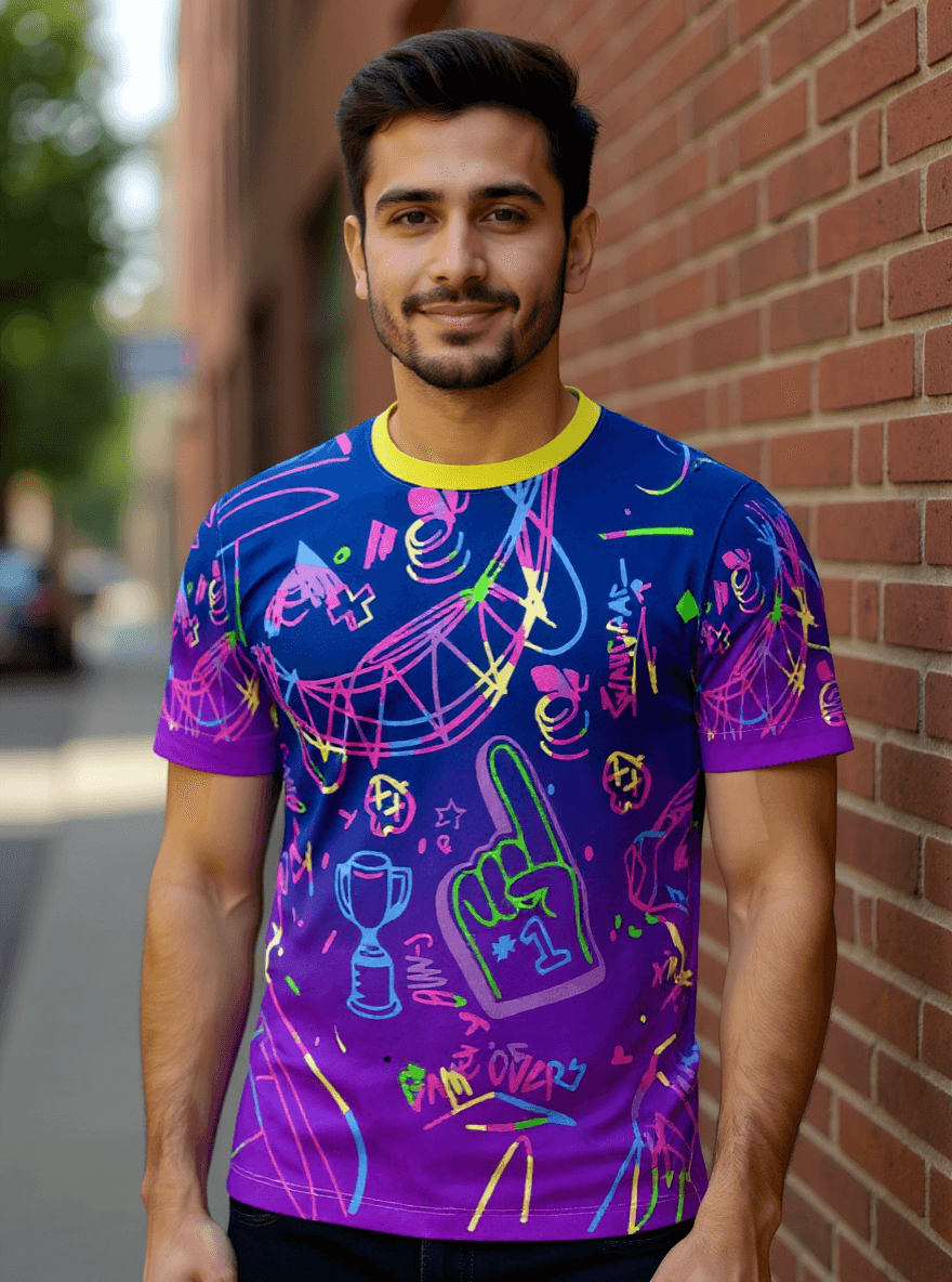 playera sublimada grafiti neon morado individual