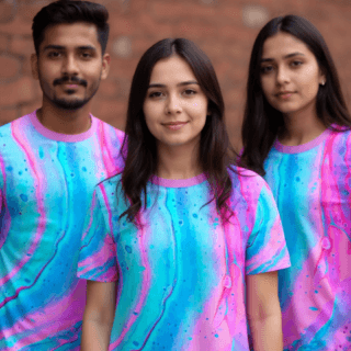 playera sublimada marmol rosa azul grupal