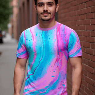 playera sublimada marmol rosa azul individual