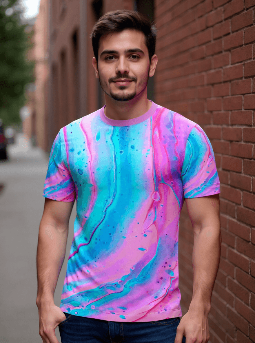 playera sublimada marmol rosa azul individual