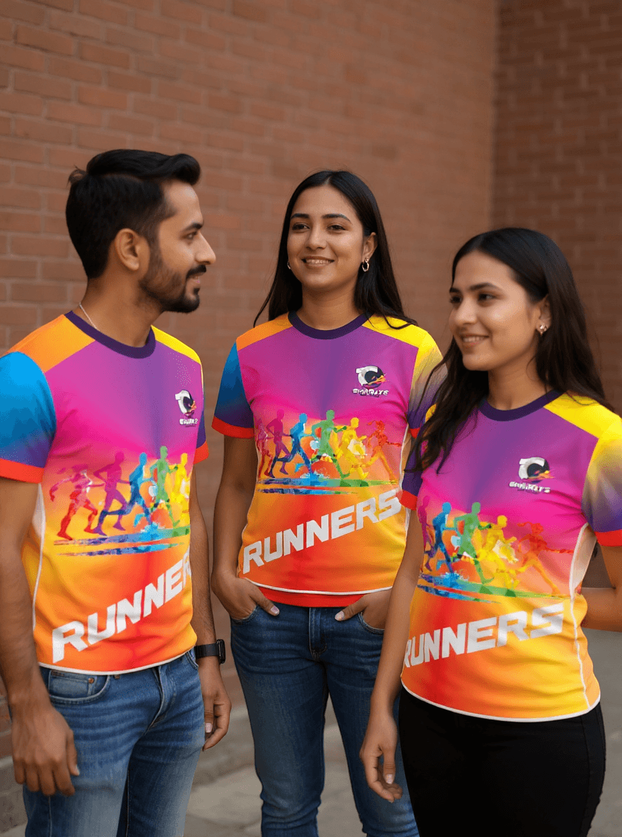 playera sublimada runners siluetas grupal
