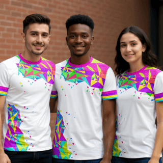 playera sublimada triangulos multicolor grupal