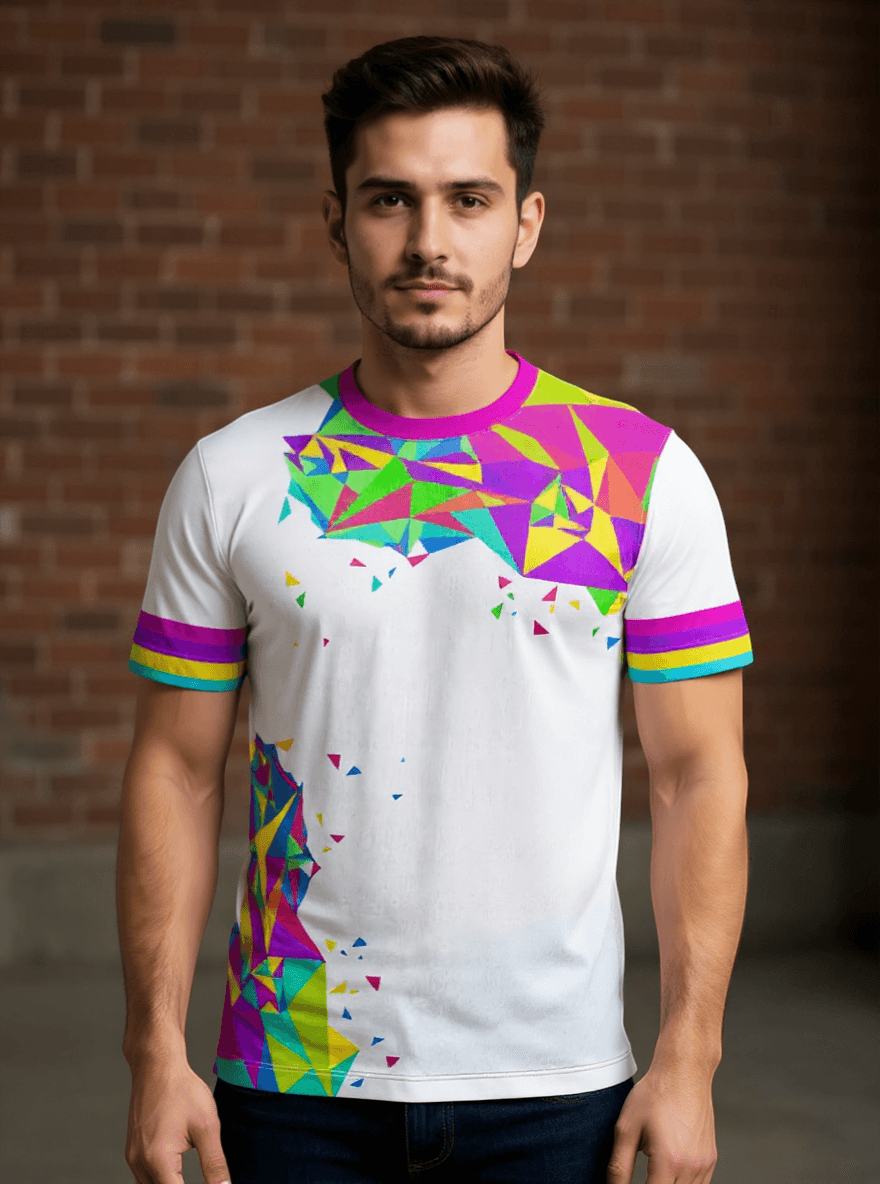 playera sublimada triangulos multicolor individual