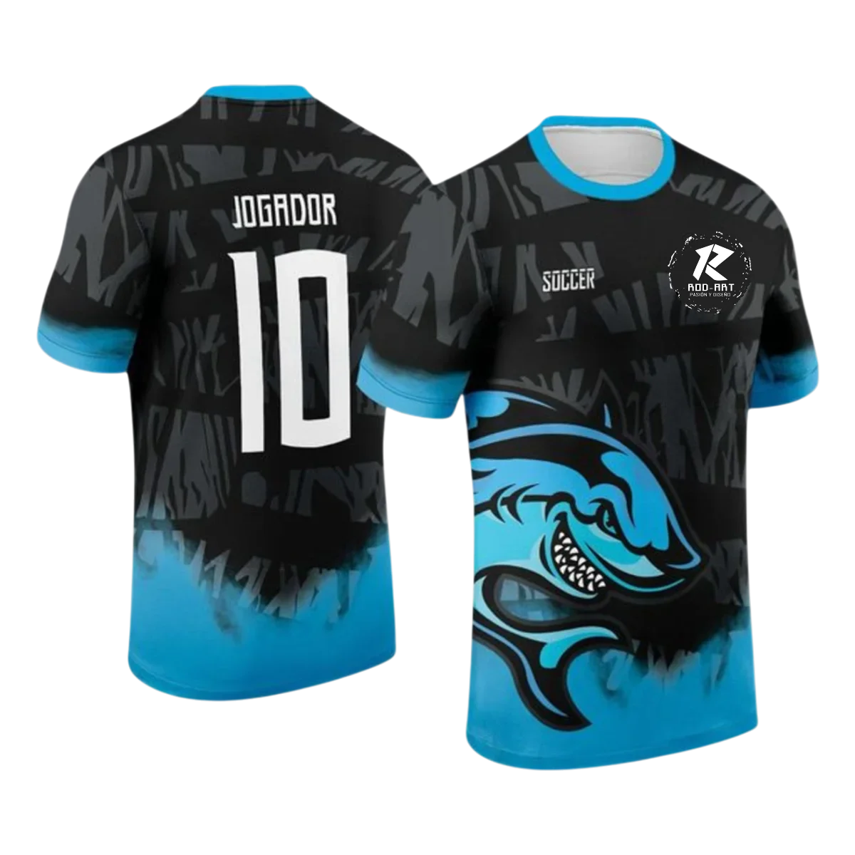 uniforme deportivo full print rodart tiburon negro azul copia